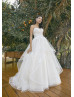 Detachable Sleeves Ivory Lace Tulle Sweet Wedding Dress